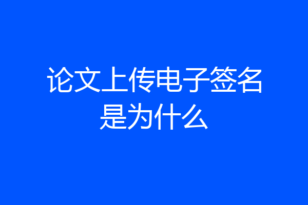 论文上传电子签名是为什么