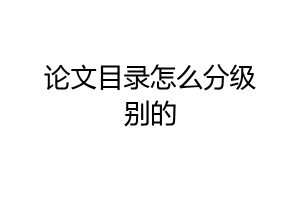论文目录怎么分级别的