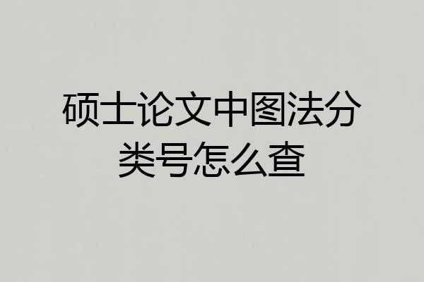 硕士论文中图法分类号怎么查