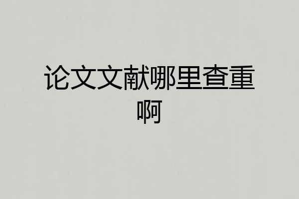 论文文献哪里查重啊