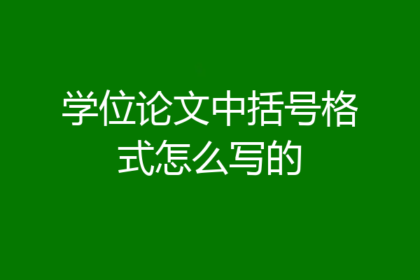 学位论文中括号格式怎么写的