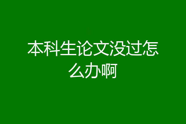 本科生论文没过怎么办啊