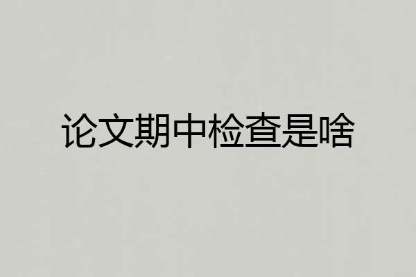 论文期中检查是啥