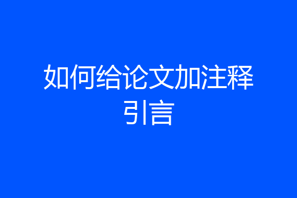 如何给论文加注释引言