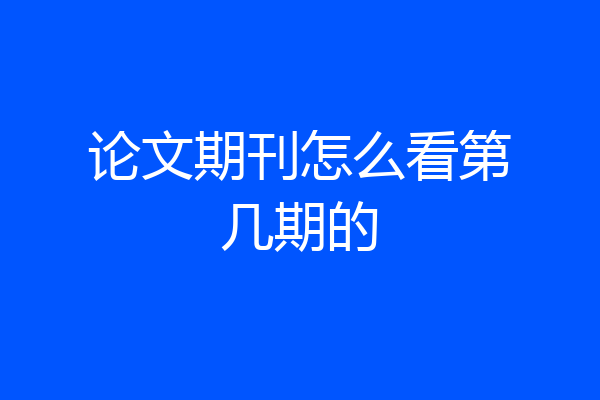 论文期刊怎么看第几期的