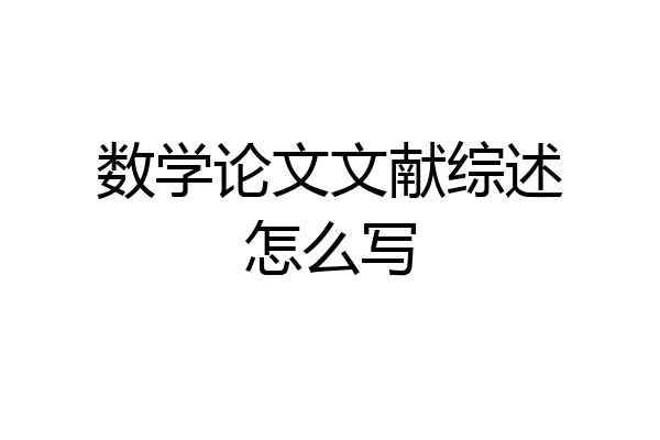 数学论文文献综述怎么写