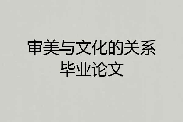 审美与文化的关系毕业论文