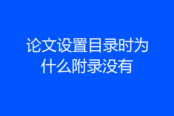 论文设置目录时为什么附录没有
