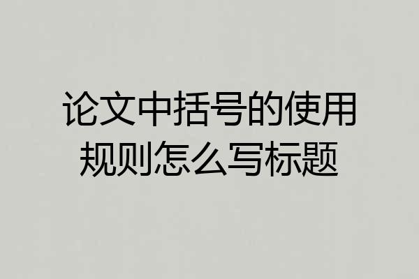 论文中括号的使用规则怎么写标题