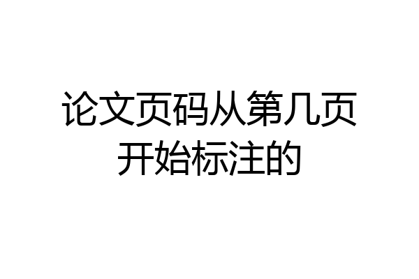 论文页码从第几页开始标注的