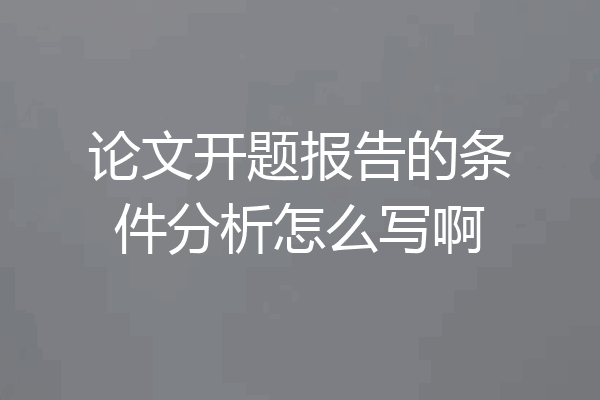 论文开题报告的条件分析怎么写啊