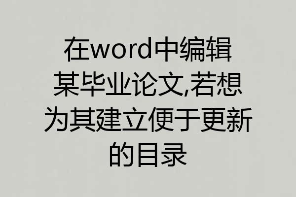 在word中编辑某毕业论文,若想为其建立便于更新的目录