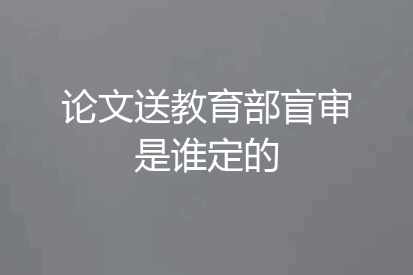 论文送教育部盲审是谁定的