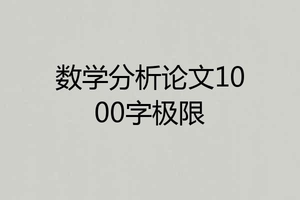 数学分析论文1000字极限
