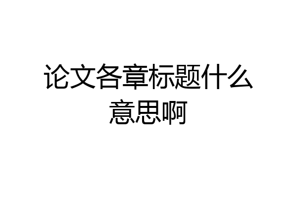 论文各章标题什么意思啊