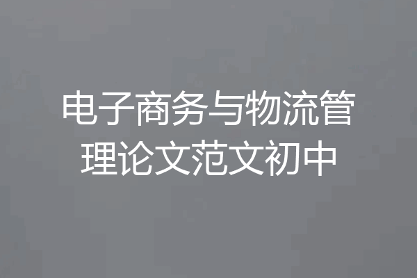 电子商务与物流管理论文范文初中