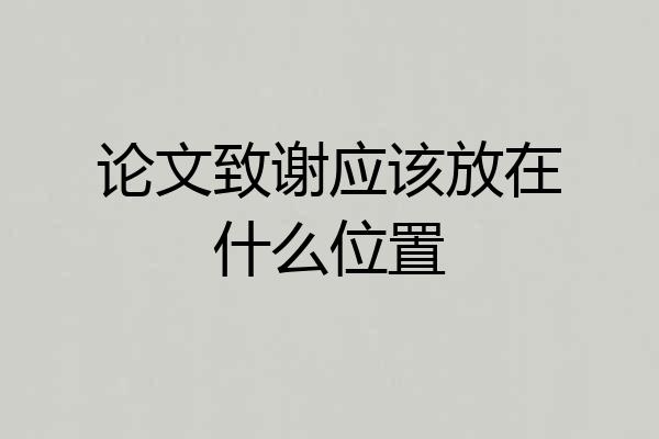 论文致谢应该放在什么位置