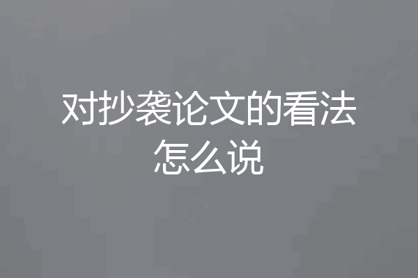 对抄袭论文的看法怎么说