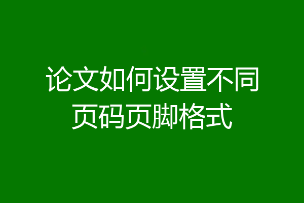 论文如何设置不同页码页脚格式