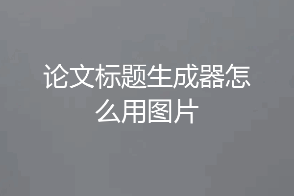 论文标题生成器怎么用图片
