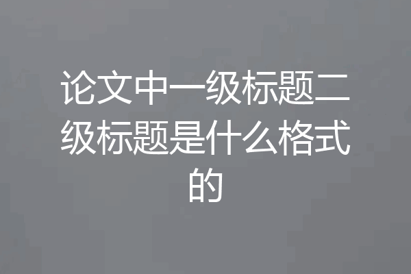 论文中一级标题二级标题是什么格式的