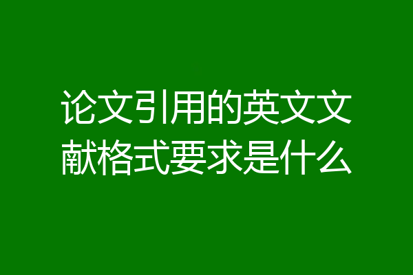 论文引用的英文文献格式要求是什么