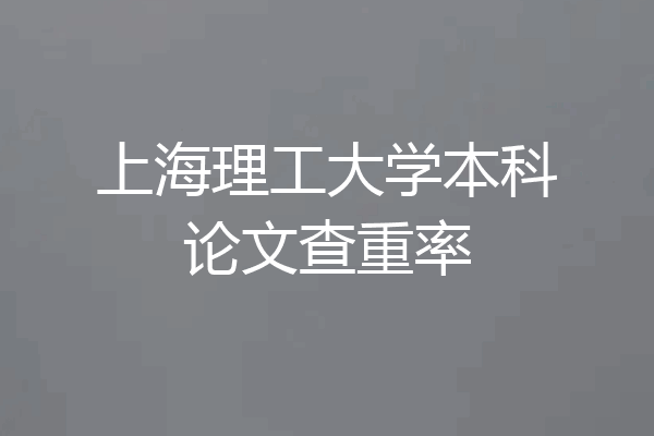 上海理工大学本科论文查重率
