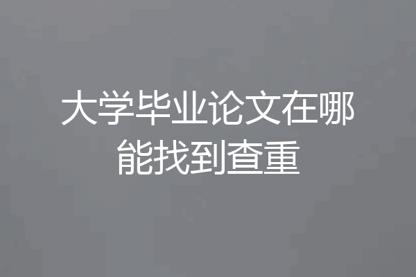 大学毕业论文在哪能找到查重