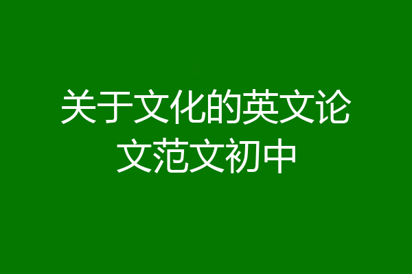 关于文化的英文论文范文初中