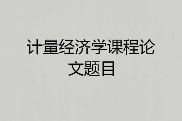 计量经济学课程论文题目