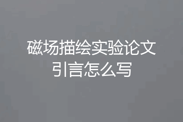 磁场描绘实验论文引言怎么写