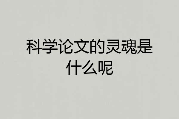 科学论文的灵魂是什么呢