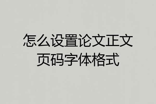 怎么设置论文正文页码字体格式