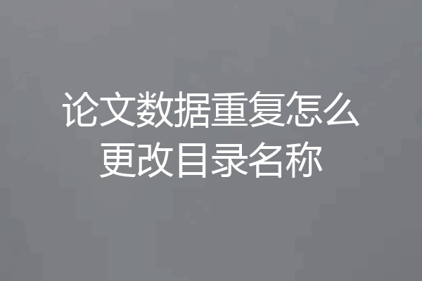 论文数据重复怎么更改目录名称