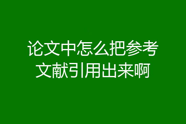 论文中怎么把参考文献引用出来啊