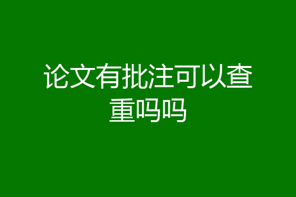 论文有批注可以查重吗吗