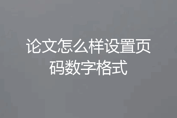 论文怎么样设置页码数字格式