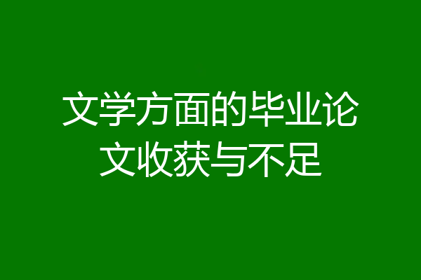 文学方面的毕业论文收获与不足