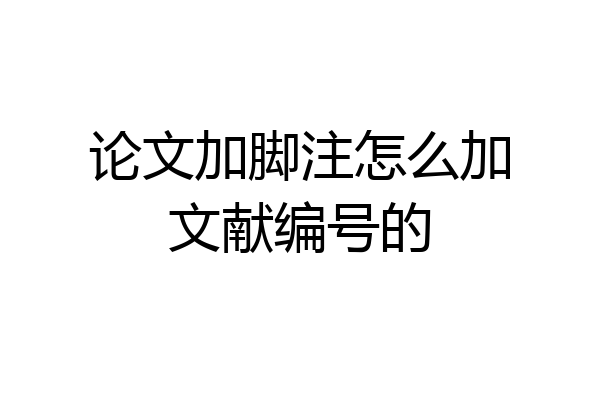 论文加脚注怎么加文献编号的
