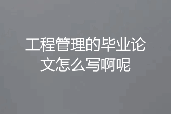 工程管理的毕业论文怎么写啊呢