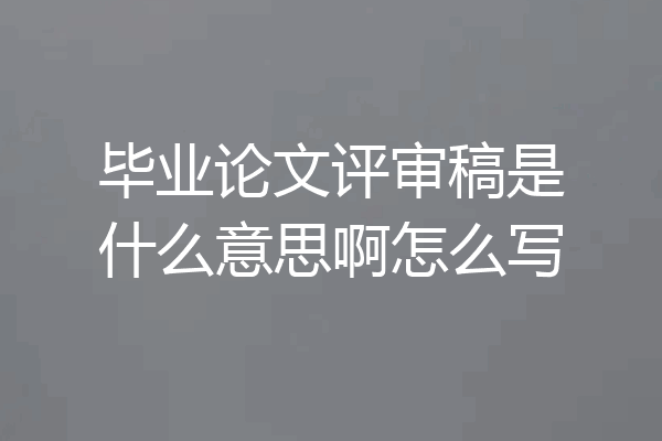 毕业论文评审稿是什么意思啊怎么写