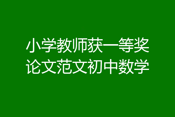 小学教师获一等奖论文范文初中数学