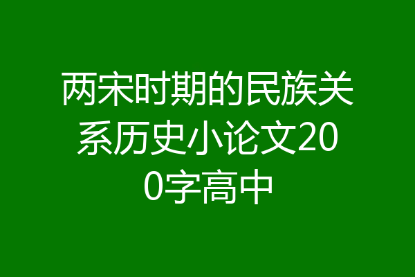 两宋时期的民族关系历史小论文200字高中