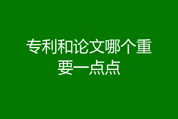 专利和论文哪个重要一点点
