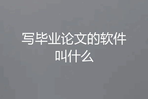 写毕业论文的软件叫什么