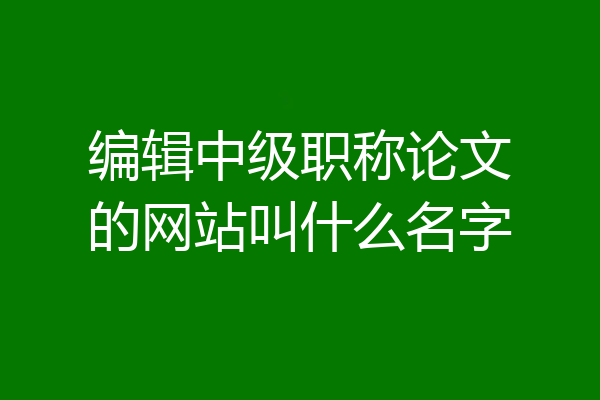 编辑中级职称论文的网站叫什么名字