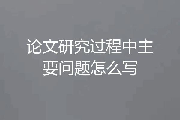论文研究过程中主要问题怎么写