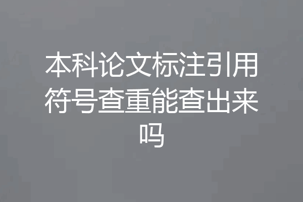 本科论文标注引用符号查重能查出来吗