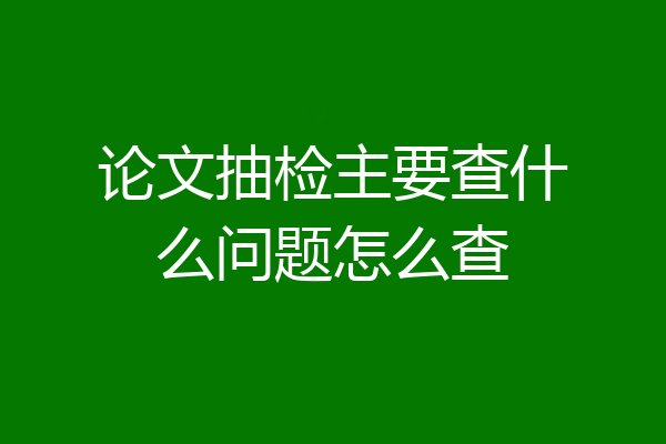 论文抽检主要查什么问题怎么查