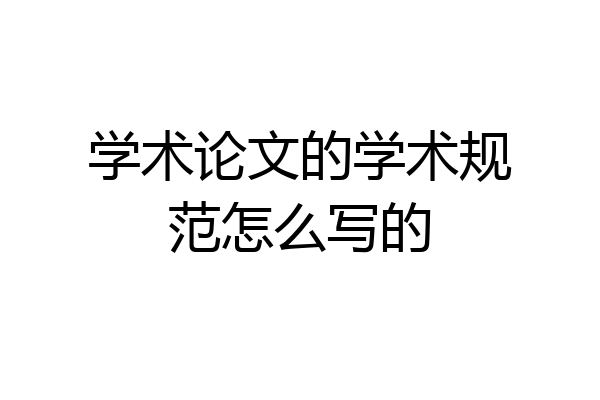 学术论文的学术规范怎么写的